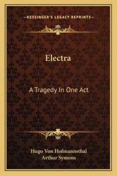 Paperback Electra: A Tragedy In One Act Book