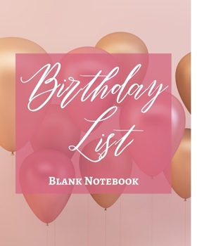 Paperback Birthday List - Blank Notebook - Write It Down - Pastel Pink Gold Brown White Abstract Design - Celebration, Party, Fun Book