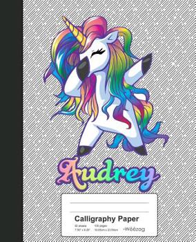 Paperback Calligraphy Paper: AUDREY Unicorn Rainbow Notebook Book