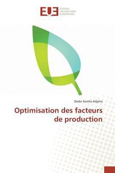 Paperback Optimisation des facteurs de production [French] Book