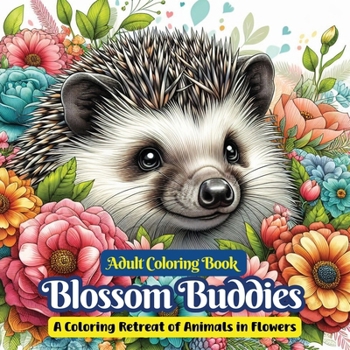 Paperback Blossom Buddies: Adult Coloring Book, An Adult Retreat Of Animals In Flowers Book