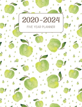 2020-2024 Five Year Planner: Monthly Agenda & Schedule with US Holidays - 60 Months or 5 Years - Green Apple (Appointment Diary With Todo List & Notes - Watercolor Fruit)
