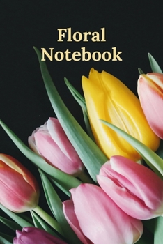 Floral Notebook: Composition notebook with drawing space - Black cover with tulips - Nature journal notebook - Line and blank pages with cute ... Cute notebook for girls - Gift for Christmas