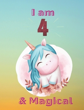 Unicorn SketchBook: I Am 4 & Magical With Unicorn Inside More Space for Sketching and Drawing and Writing Journal for Kids and Girls Marble Size 8.5in x 11in with 110 Pages