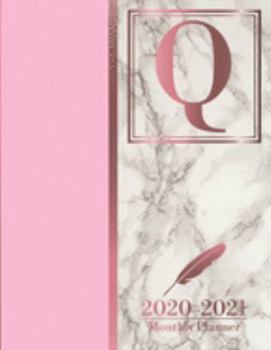 2020-2021 Monthly Planner: Letter Q Rose Gold Pink Marble Monogram Planner January 2020 - December 2021 At A Glance 24 Month Dated Initial Diary (8.5” x 11”)