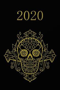 Paperback 2020: Agenda semainier 2020 - Calendrier des semaines 2020 - Turquoise pointillé - Or noir, Crâne [French] Book