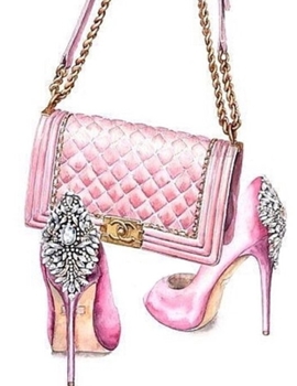 Paperback Pink Badgley Mischka Dawn Crystal Pumps and Pink Chanel Purse: BLANK composition notebook 8.5 x 11, 118 DOT GRID PAGES Book