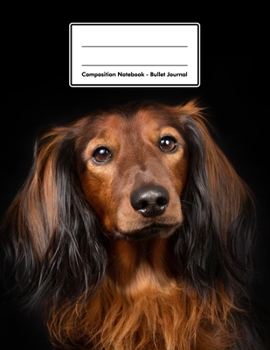 Paperback Composition Notebook - Bullet Journal: Longhaired Dachshund - 109 pages 8.5"x11" - Dotted Journal - Grid Notebook - Gift For Kids Teenager Adult Teach Book