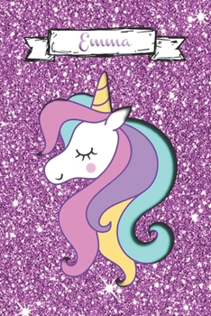 Emma: Glossy Sketchbook Cute Cat Unicorn Doughnut Kawaii Sketch Book for Girls 111 Pages of 6x9 inch Blank Paper for Drawing, Doodling or Sketching Sketchbooks For Kids