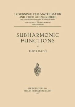 Paperback Subharmonic Functions [German] Book