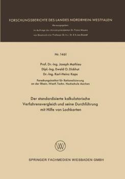 Paperback Der Standardisierte Kalkulatorische Verfahrensvergleich Und Seine Durchführung Mit Hilfe Von Lochkarten [German] Book