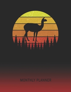 Monthly Planner: Llama | 2 Year Planning for Jan 2020 to Dec 2021 | Retro Vintage Sunset Cover | January 20 - December 21 | Planning Organizer Writing ... | Plan Days, Set Goals & Get Stuff Done