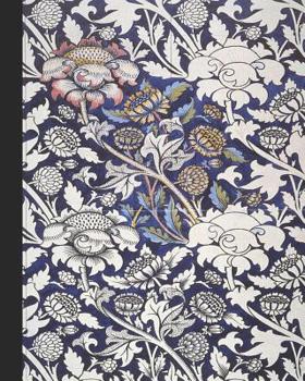 Vintage illustration journal: Unique designed dot grid Journal for the vintage illustration lover - Arts and craft movement - William Morris - Blue and pink wey printed textile design