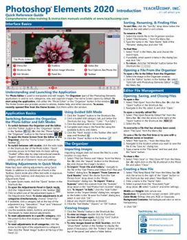 Pamphlet Adobe Photoshop Elements 2020 Introduction Quick Reference Training Tutorial Guide (Cheat Sheet of Instructions, Tips & Shortcuts - Laminated Card) Book