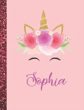 Sophia: Sophia Marble Size Unicorn SketchBook Personalized White Paper for Girls and Kids to Drawing and Sketching Doodle Taking Note Size 8.5 x 11