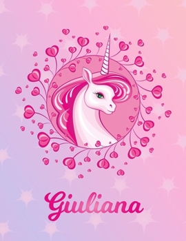 Giuliana: Giuliana Magical Unicorn Horse Large Blank Pre-K Primary Draw & Write Storybook Paper | Personalized Letter G Initial Custom First Name ... | Use imagination, create tales, be creative