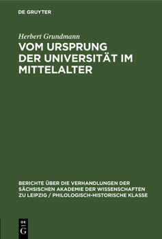 Hardcover Vom Ursprung Der Universität Im Mittelalter [German] Book