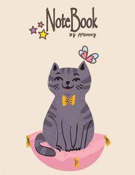 Paperback Notebook By FFunny: Grey cat on dark cream cover and Dot Graph Line Sketch pages, Extra large (8.5 x 11) inches, 110 pages, White paper, S Book