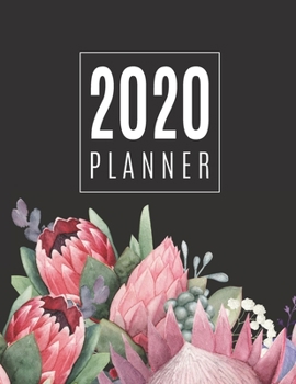 2020 Planner: Monthly and Weekly Calendar Organizer and Diary for Busy People with Big Plans | Large Horizontal Black Planner (Wild Flowers)