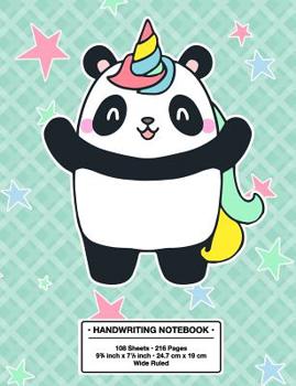 Paperback Handwriting Notebook: Back to School Cute Pandacorn (Panda X Unicorn) Kawaii Style Handwriting Practice Book