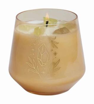Loose Leaf Citrine Crystal Healing Scented Glass Candle Book