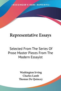 Paperback Representative Essays: Selected From The Series Of Prose Master Pieces From The Modern Essayist Book