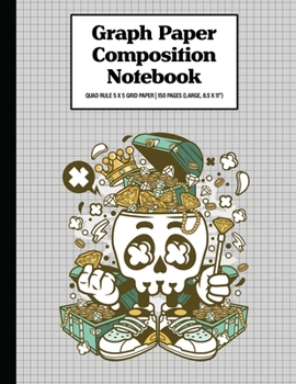 Graph Paper Composition Notebook Quad Rule 5x5 Grid Paper | 150 Sheets (Large, 8.5 x 11"): Treasure Skull Head