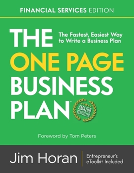 Paperback The One Page Business Plan Financial Services Edition: The Fastest, Easiest Way to Write a Business Plan! Book