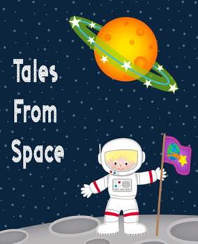 Paperback Tales From Space: Interlined notebook for young storytellers, 120 pages with half interlined and half plain design, Moon landing cover Book