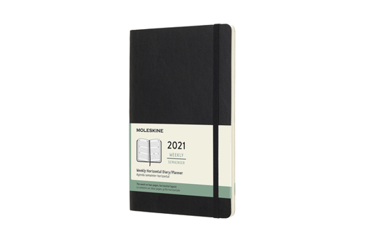 Calendar Moleskine 2021 Weekly Horizontal Planner, 12m, Large, Black, Soft Cover (5 X 8.25) Book