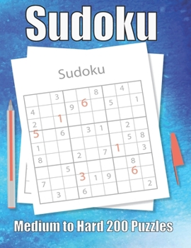 Paperback Sudoku Medium to Hard 200 Puzzles: Large Print Sudoku Puzzle Book