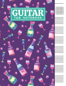 Paperback Guitar Tab Notebook: Blank 6 Strings Chord Diagrams & Tablature Music Sheets with Watercolor Alcohol Themed Cover Design Book