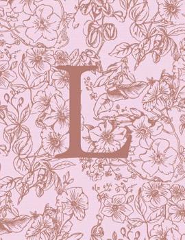 Paperback L: Monogram Initial Notebook For Women And Girls-Pink And Brown Floral-120 Pages 8.5 x 11 Book