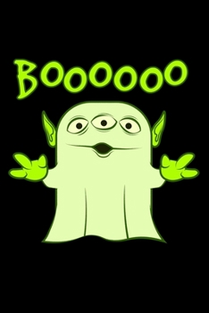 Paperback Notebook: Kids Halloween Alien Ghost Boo Funny Black Lined Journal Writing Diary - 120 Pages 6 x 9 Book