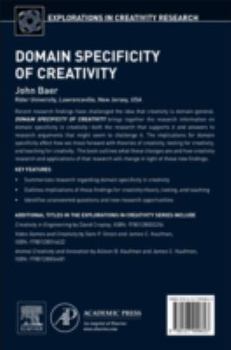 Hardcover Domain Specificity of Creativity Book