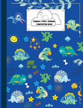 Paperback Primary Story Journal Composition Book: Fierce Dinosaur Notebook for handwriting practice- Dotted Midline and Picture Space- 128 pages for writing and Book