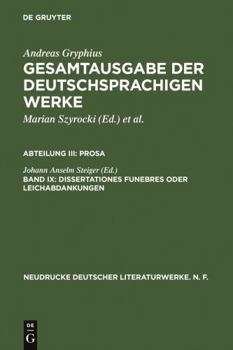 Hardcover Dissertationes funebres oder Leichabdankungen (Neudrucke deutscher Literaturwerke. N. F., 51) (German Edition) [German] Book