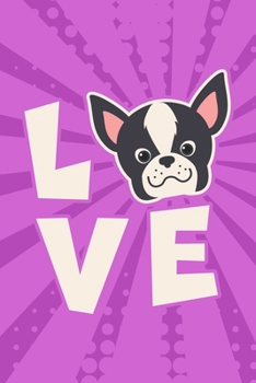 Paperback Love: Boston Terrier Cute Blank Lined Notebook Journal Diary 6x9 Book