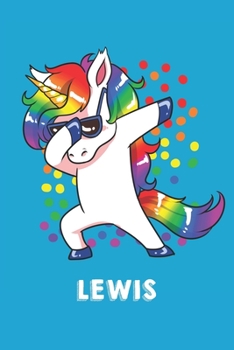 Lewis: Personalisiertes Design Notizbuch Einhorn 120 linierte Seiten – Perfekte Geschenkidee für die Schuhe oder Weihnachten mit Vornamen DIN A5 (himmelblau) (German Edition)