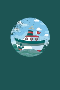 Animated Boat: Cool Boat Logo Design Notebook Composition Book Novelty Gift (6"x9") Lined Notebook to write in