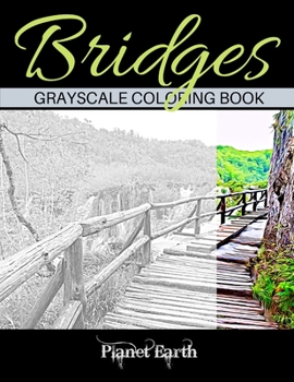 Paperback Bridges Grayscale Coloring Book: Beautiful Bridges in the Forest. Grayscale Coloring Book for Adults. Book