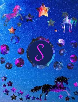 Paperback Starry Unicorns Notebook Monogram Series S: College Ruled Composition Notebook in 7.44 X 9.69 for Note Taking, Journaling and Essays Book