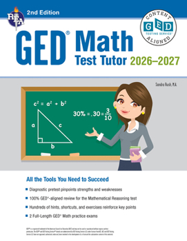 Paperback GED Math Test Tutor, for the 2026-2027 GED Test: Certified GED Aligned Prep Book