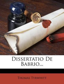 Paperback Dissertatio de Babrio... Book
