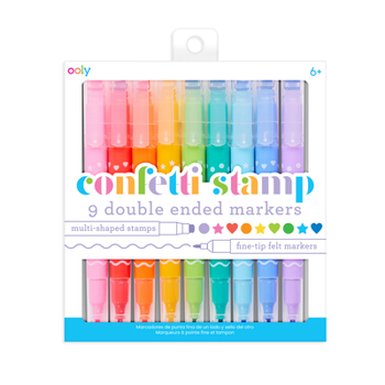 Office Product Confetti Stamp Double-Ended Markers - Set of 9 [Multiple Languages] Book