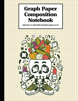 Graph Paper Composition Notebook Quad Rule 5x5 Grid Paper | 150 Sheets (Large, 8.5 x 11"): Vegetable Skull Head
