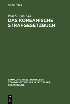 Hardcover Das Koreanische Strafgesetzbuch [German] Book