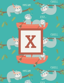 X: Letter Cute Sloth Animal Monogrammed 2020 Weekly Planner - January 2020 - December 2020 (8.5x11)