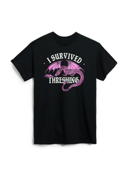 Misc. Rebecca Yarros's Fourth Wing: I Survived Threshing (Pink Dragon) Unisex T-Shirt XXXX-Large Book