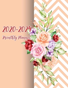 Monthly Planner: Five Year Monthly Calendar and Planner Organizer, 60 Monthly Calendar Schedule Organizer and Hand Lettering Notebook. Floral and Line Background Cover